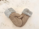 Gold Acid Wash Cowhide Mittens-med