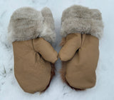 Springbok Hair-on-Hide in Dark Red Mittens-med