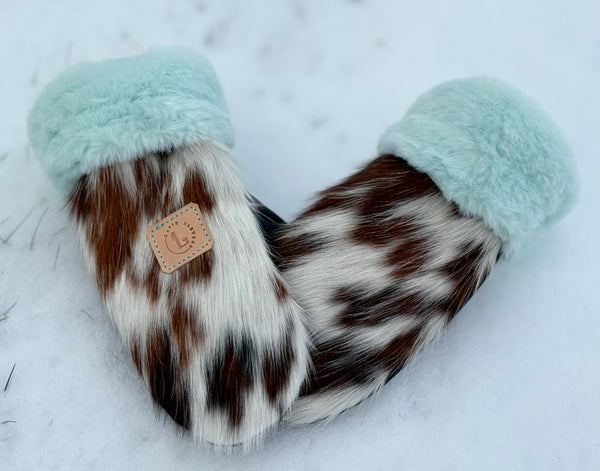 Hair on Cowhide Mittens with Black Palms-med