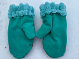 Longhorn Print Mittens with turquoise palms-med