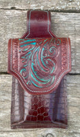 Back Cinch Pocket- turquoise feather