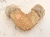 Gold Acid Wash Cowhide Mittens-med